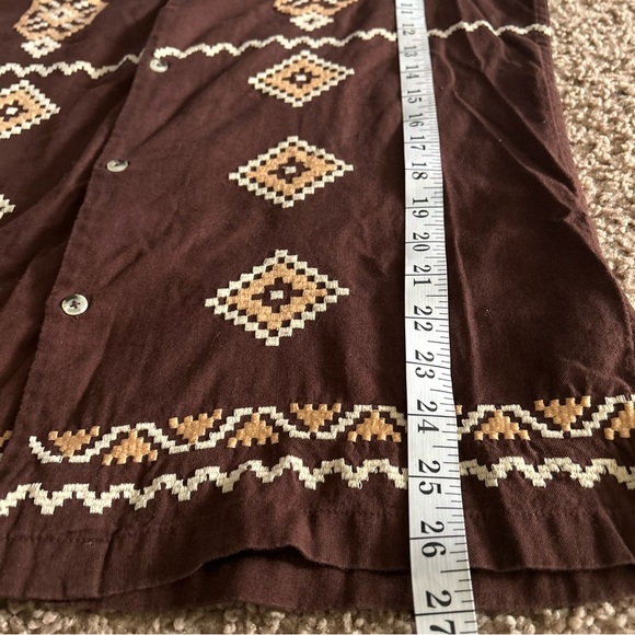ASOS | Brown Casual Button Down Shirt with Aztec  Embroidery Design - Picture 4 of 9
